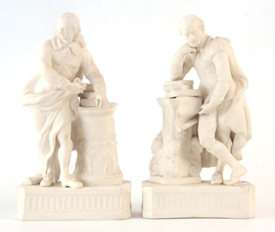 Lot 87 - A PAIR OF BISQUE PORCELAIN PARIANWARE STATUES...