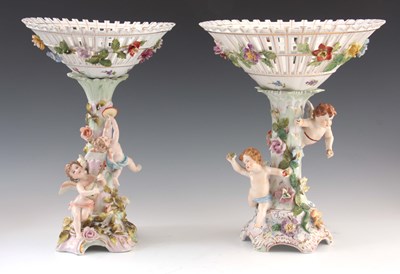 Lot 97 - TWO 19TH CENTURY DRESDEN PORCELAIN COMPOTE...