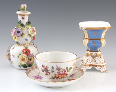 Lot 99 - THREE PIECES OF 19TH CENTURY DRESDEN PORCELAIN...