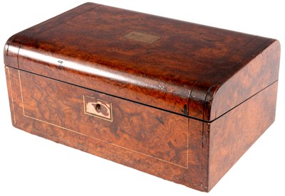 Lot 622 - A Victorian figured Walnut WRITING BOX with...