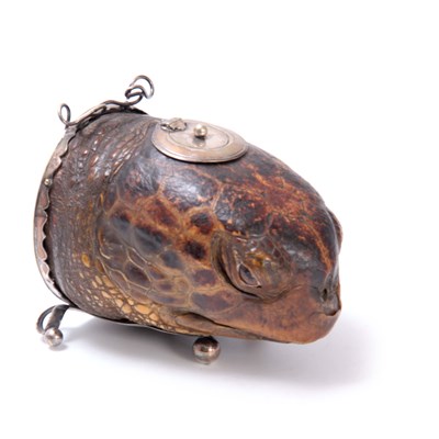 Lot 280 - A LATE 19th CENTURY TURTLES HEAD DESK TIDY the...