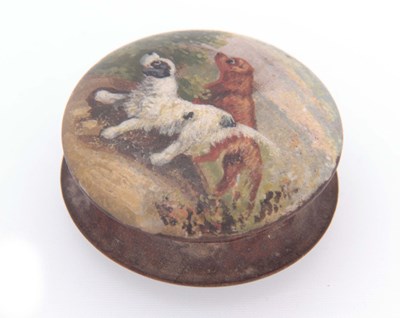 Lot 301 - A 19TH CENTURY CIRCULAR TREENWARE PATCH BOX...