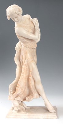 Lot 363 - AN ART NOUVEAU FRENCH FIGURAL ALABASTER...