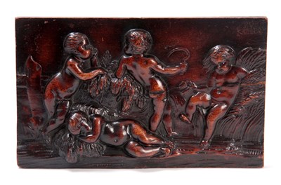 Lot 610 - A 17TH CENTURY CARVED FRUITWOOD PANEL finely...