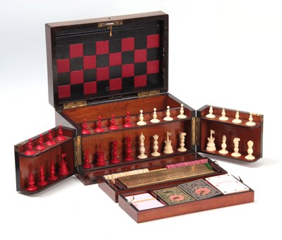 Lot 643 - A VICTORIAN ROSEWOOD GAMES COMPENDIUM with...