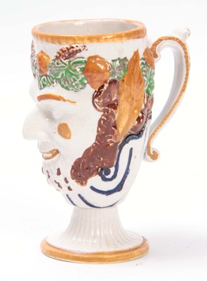 Lot 39 - AN 18TH CENTURY PRATTWARE STYR MASKED FROG MUG...