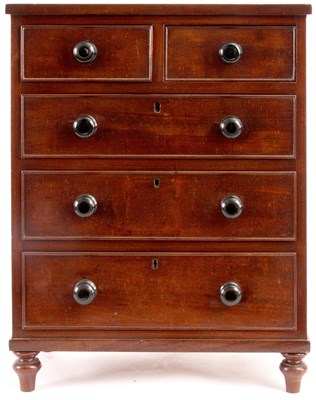 Lot 899 - A GEORGE IV MAHOGANY MINIATURE CHEST of two...