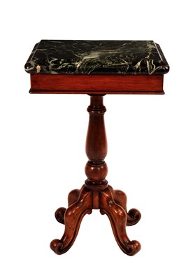 Lot 974 - A MID 19TH CENTURY OAK MARBLE TOPPED HALL...