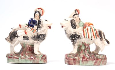 Lot 37 - A PAIR OF 19TH CENTURY STAFFORDSHIRE POTTERY...