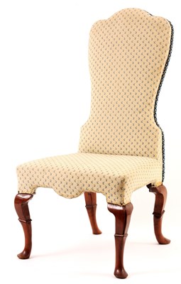 Lot 882 - A QUEEN ANNE WALNUT UPHOLSTERED SIDE CHAIR...