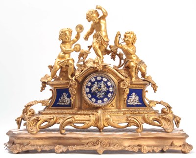 Lot 515 - A LARGE 19th CENTURY FRENCH ORMOLU AND LIMOGES...