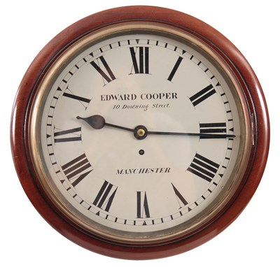 Lot 504 - A 19TH CENTURY MAHOGANY FUSEE WALL CLOCK with...