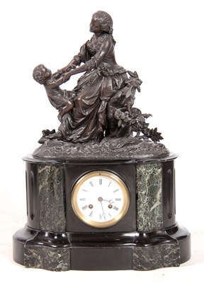 Lot 555 - A 19TH CENTURY FRENCH FIGURAL MANTEL CLOCK...