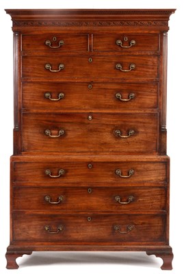 Lot 885 - A GEORGE III FIGURED MAHOGANY LANCASHIRE CHEST...