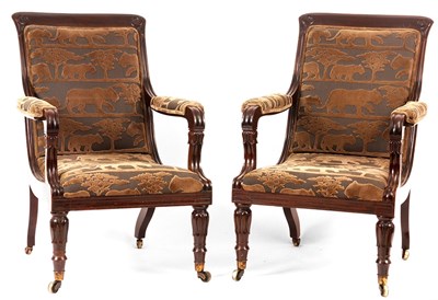 Lot 959 - A PAIR OF LATE REGENCY ROSEWOOD LIBRARY...