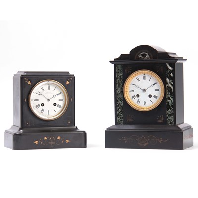 Lot 589 - TWO LATE 19th CENTURY FRENCH BLACK SLATE...